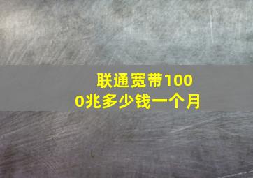 联通宽带1000兆多少钱一个月