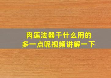 肉莲法器干什么用的多一点呢视频讲解一下