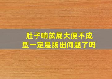 肚子响放屁大便不成型一定是肠出问题了吗