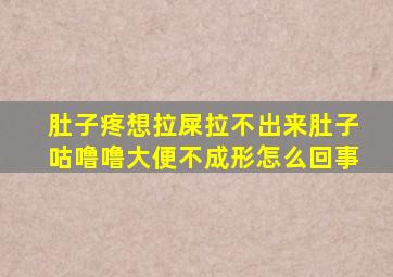 肚子疼想拉屎拉不出来肚子咕噜噜大便不成形怎么回事