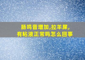 肠鸣音增加,拉羊屎,有粘液正常吗怎么回事