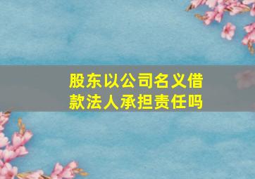 股东以公司名义借款法人承担责任吗