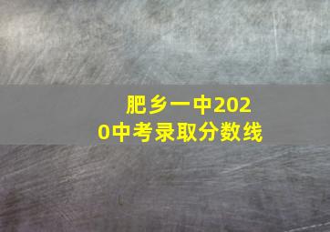 肥乡一中2020中考录取分数线