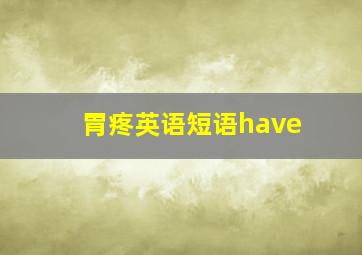 胃疼英语短语have