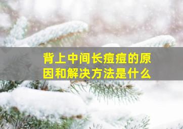 背上中间长痘痘的原因和解决方法是什么