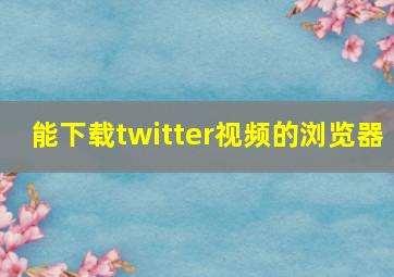 能下载twitter视频的浏览器