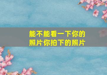 能不能看一下你的照片你拍下的照片