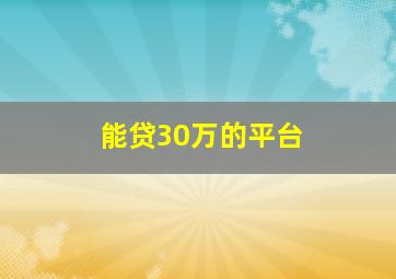 能贷30万的平台