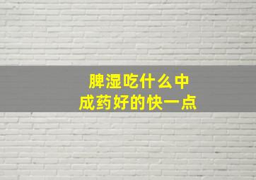 脾湿吃什么中成药好的快一点