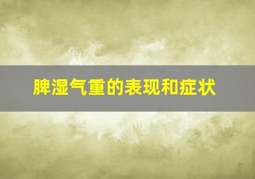 脾湿气重的表现和症状