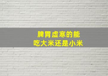 脾胃虚寒的能吃大米还是小米