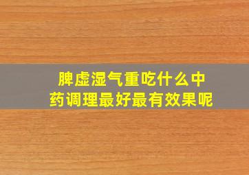 脾虚湿气重吃什么中药调理最好最有效果呢