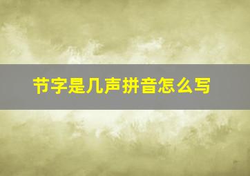 节字是几声拼音怎么写