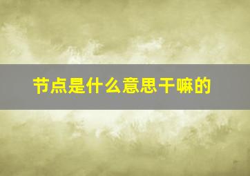 节点是什么意思干嘛的