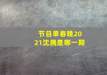 节目单春晚2021沈腾是哪一期