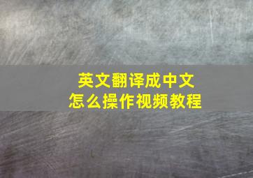 英文翻译成中文怎么操作视频教程