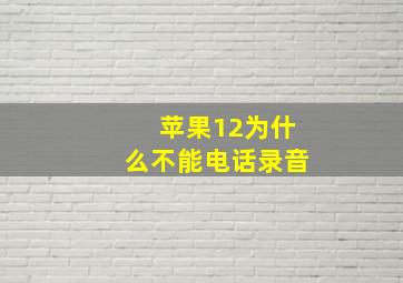 苹果12为什么不能电话录音