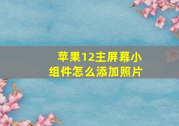 苹果12主屏幕小组件怎么添加照片