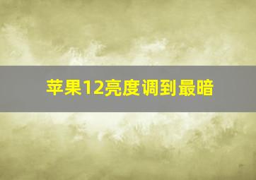 苹果12亮度调到最暗