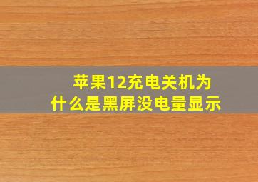 苹果12充电关机为什么是黑屏没电量显示