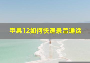 苹果12如何快速录音通话