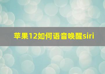 苹果12如何语音唤醒siri