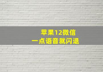 苹果12微信一点语音就闪退