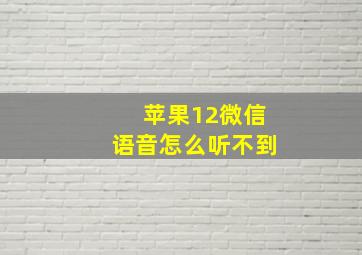 苹果12微信语音怎么听不到