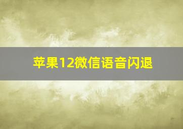 苹果12微信语音闪退