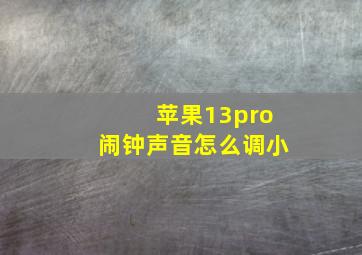 苹果13pro闹钟声音怎么调小