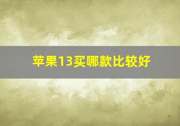 苹果13买哪款比较好