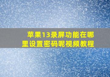 苹果13录屏功能在哪里设置密码呢视频教程