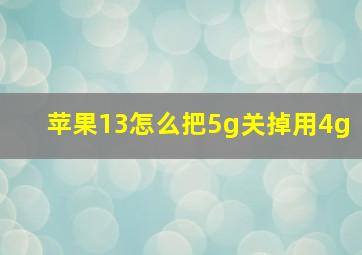 苹果13怎么把5g关掉用4g