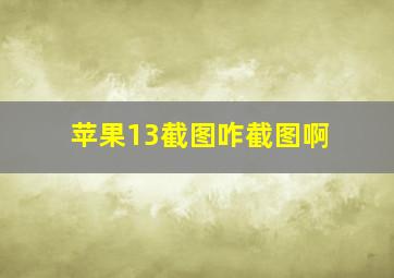 苹果13截图咋截图啊