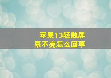 苹果13轻触屏幕不亮怎么回事