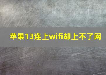 苹果13连上wifi却上不了网