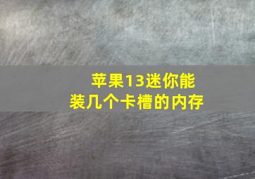 苹果13迷你能装几个卡槽的内存