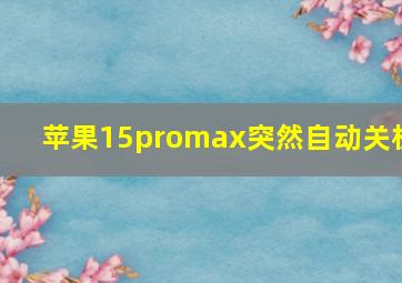 苹果15promax突然自动关机