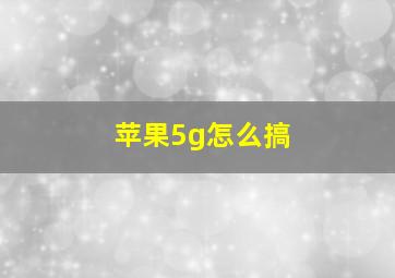 苹果5g怎么搞