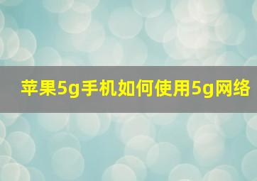 苹果5g手机如何使用5g网络