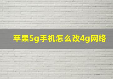 苹果5g手机怎么改4g网络