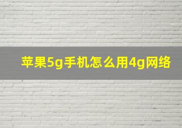 苹果5g手机怎么用4g网络