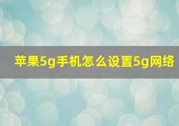 苹果5g手机怎么设置5g网络