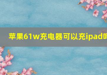 苹果61w充电器可以充ipad吗