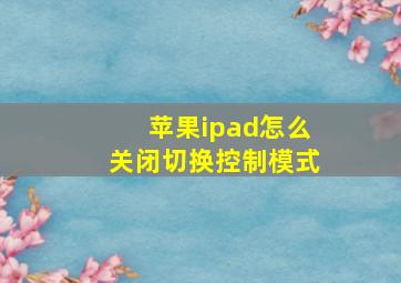 苹果ipad怎么关闭切换控制模式