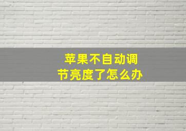 苹果不自动调节亮度了怎么办