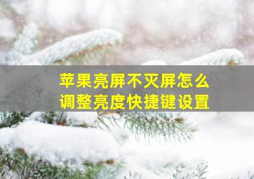 苹果亮屏不灭屏怎么调整亮度快捷键设置