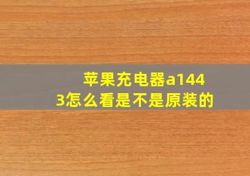 苹果充电器a1443怎么看是不是原装的