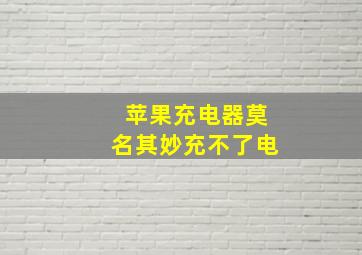 苹果充电器莫名其妙充不了电