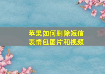 苹果如何删除短信表情包图片和视频